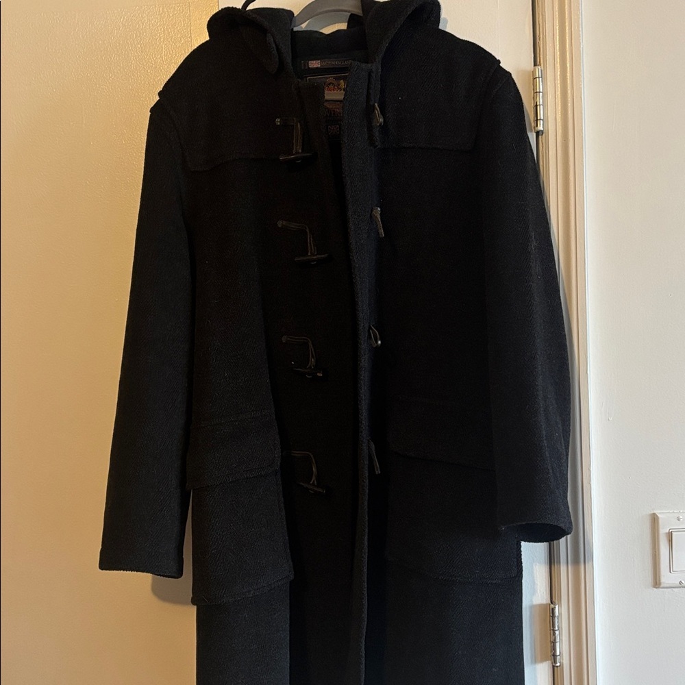Men's Classic Black Toggle Trench Coat
